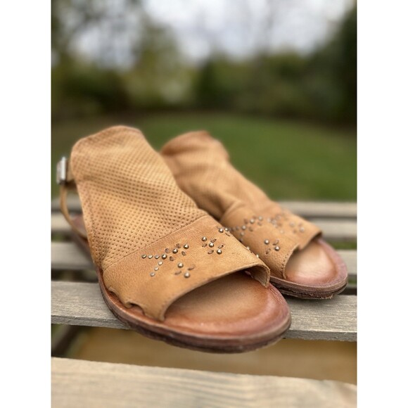 Miz Mooz Women's Fifi Brown Leather Sandals Boho Western Neutral Size 38 US 7.5 - Picture 1 of 14